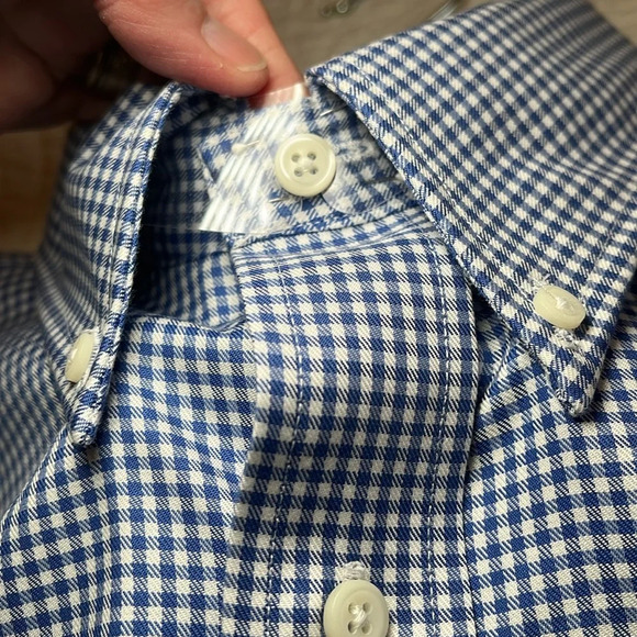 NWT LRL Cotton Dress Shirt Long Sleeve Men's 16.5 34/35 Blue White Check Preppy - Picture 5 of 16